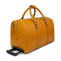 Full-grain leather duffel bag with trolley - Yellow Ochre-1