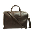 Full-grain leather duffel bag with trolley - Dark Brown-1