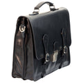 Leather Briefcase with buckle closures - Black-1