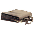 Cowhide Leather Full length Flap Briefcase - Dark Brown-1