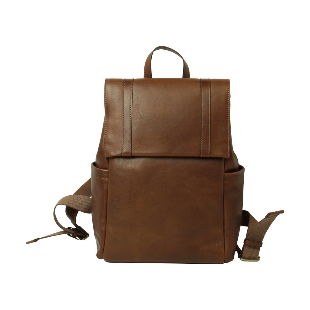 Leather Laptop Backpack with Trolley Strap - Chestnut-0