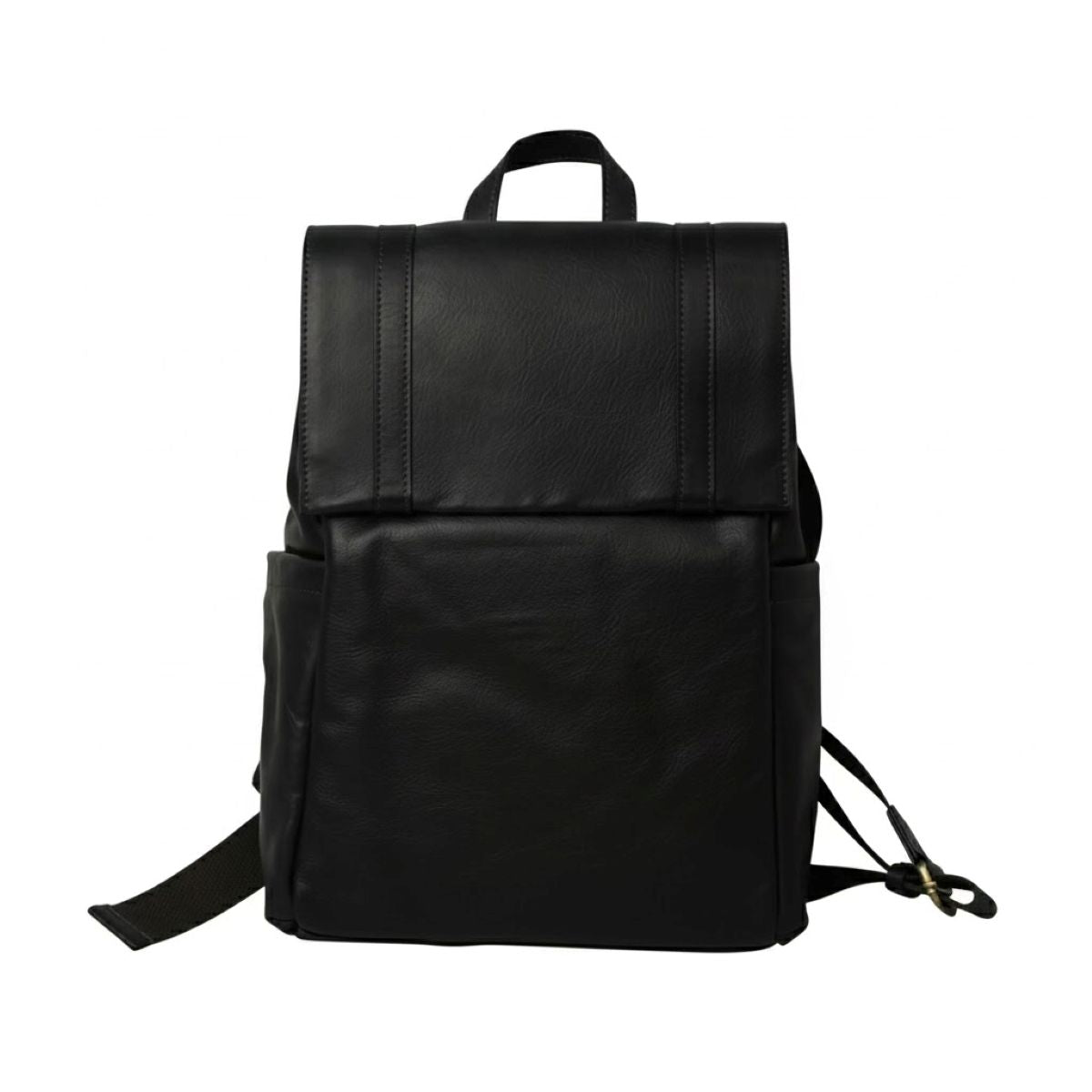 Leather Laptop Backpack with Trolley Strap- Black-0