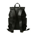 Leather Laptop Backpack with Trolley Strap- Black-1