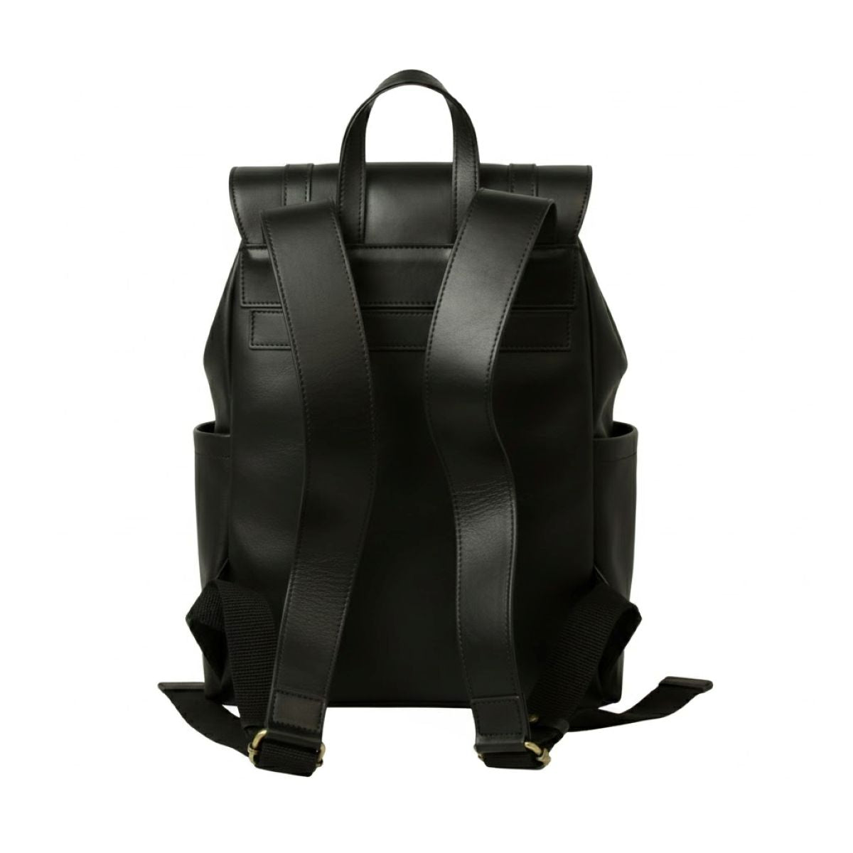 Leather Laptop Backpack with Trolley Strap- Black-1