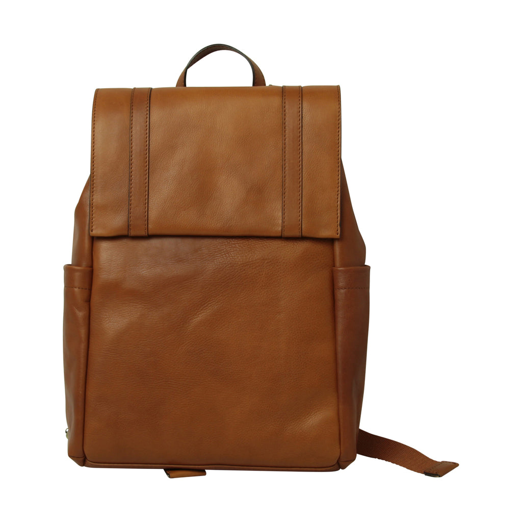 Leather Laptop Backpack with Trolley Strap - Gold-0