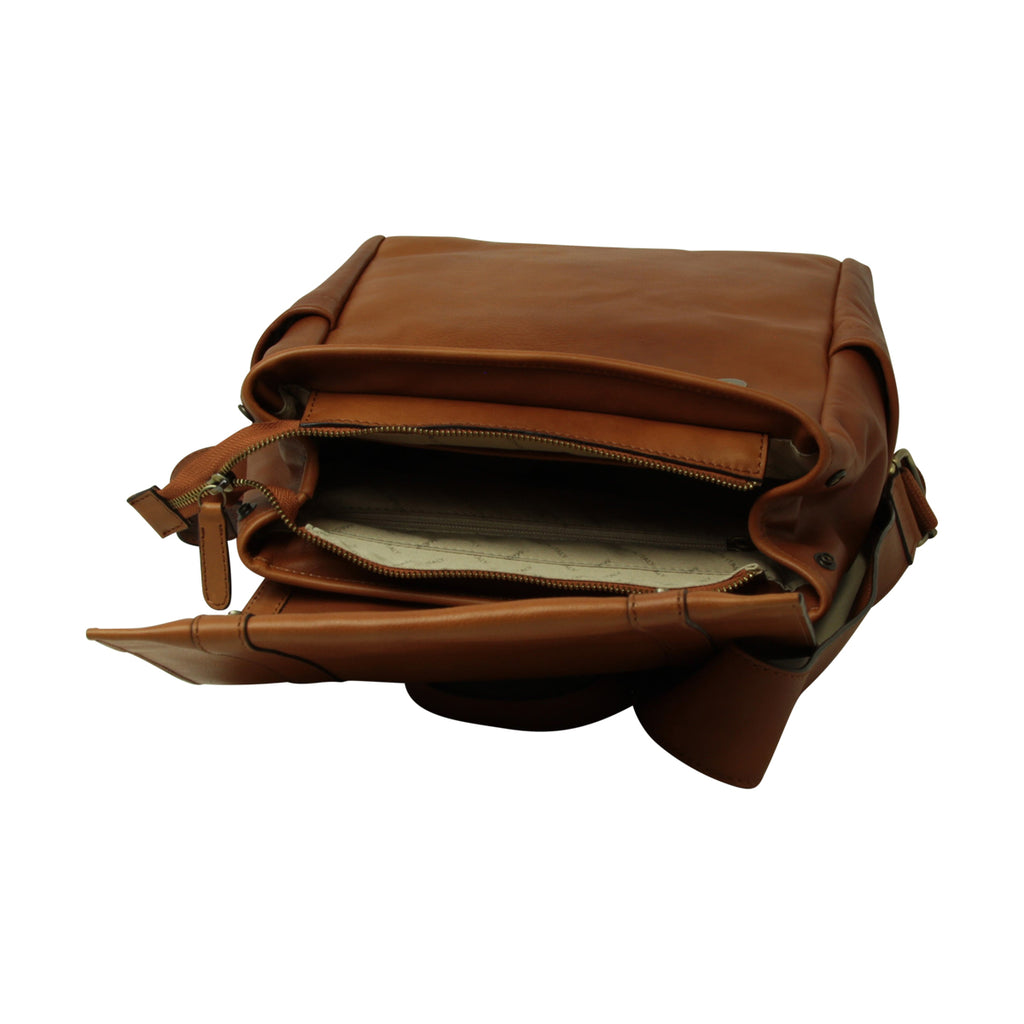 Leather Laptop Backpack with Trolley Strap - Gold-1