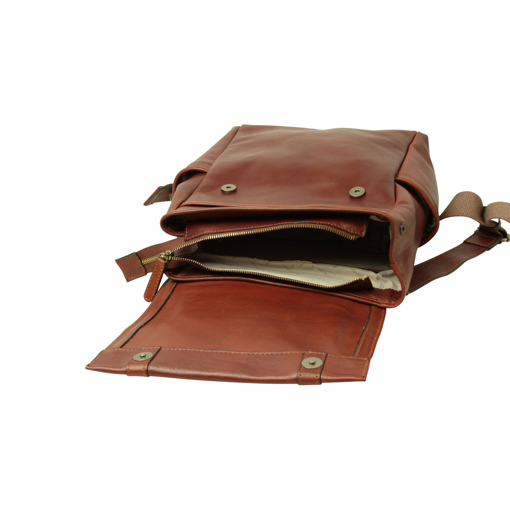 Leather Laptop Backpack with Trolley Strap-  Mahogany Brown-1