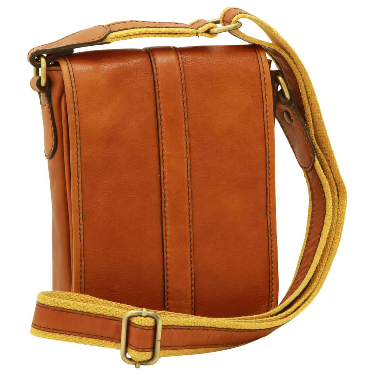 Leather Shoulder Bag Mens in Gold Leather-0