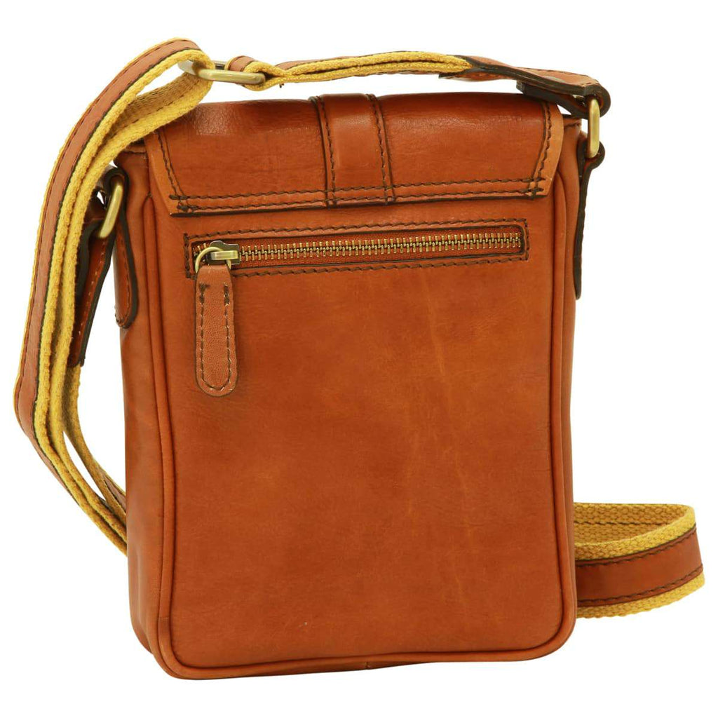 Leather Shoulder Bag Mens in Gold Leather-1