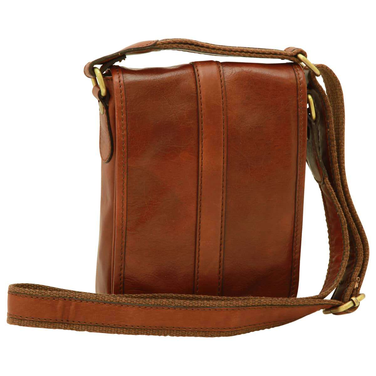 Leather Shoulder Bag Mens in Brown Leather-0