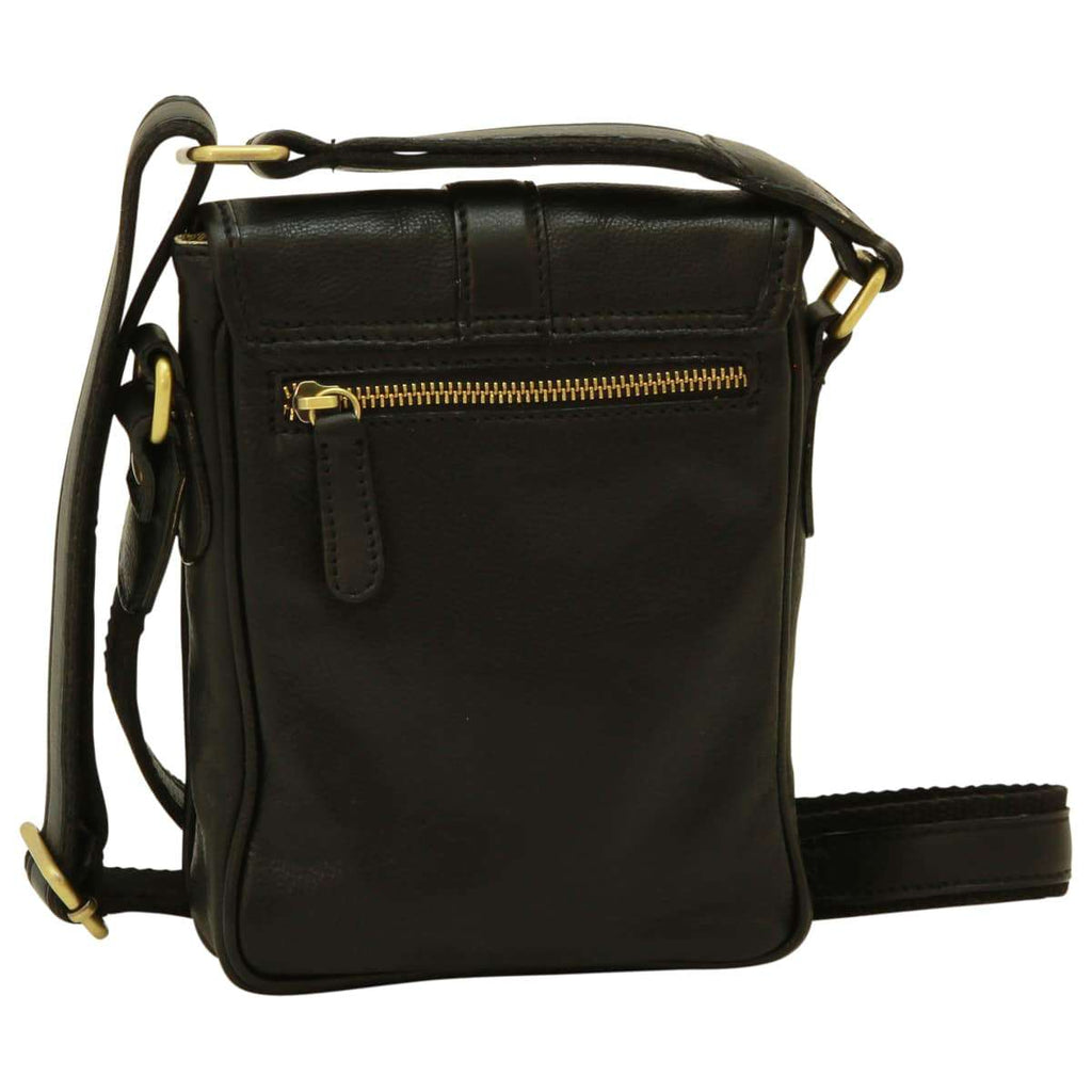 Leather Shoulder Bag Mens in black Leather-1