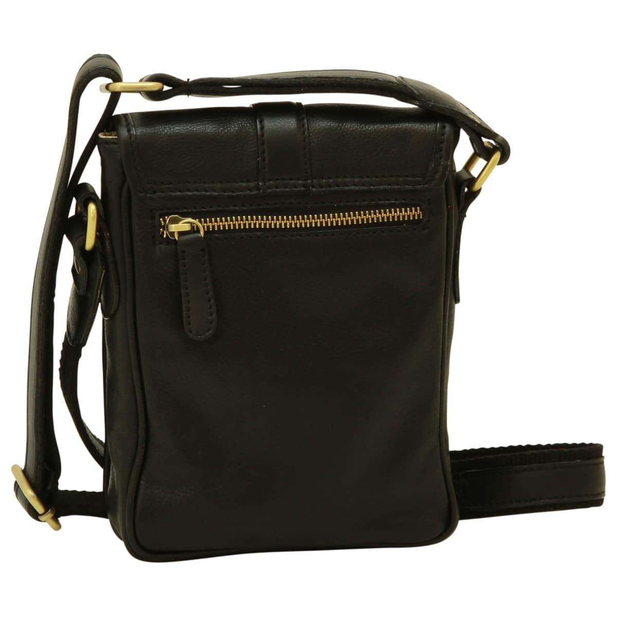 Leather Shoulder Bag Mens in black Leather-1