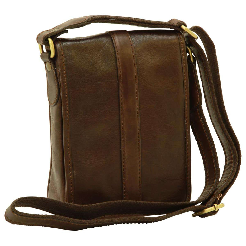Leather Shoulder Bag Mens in Dark Brown Leather-0