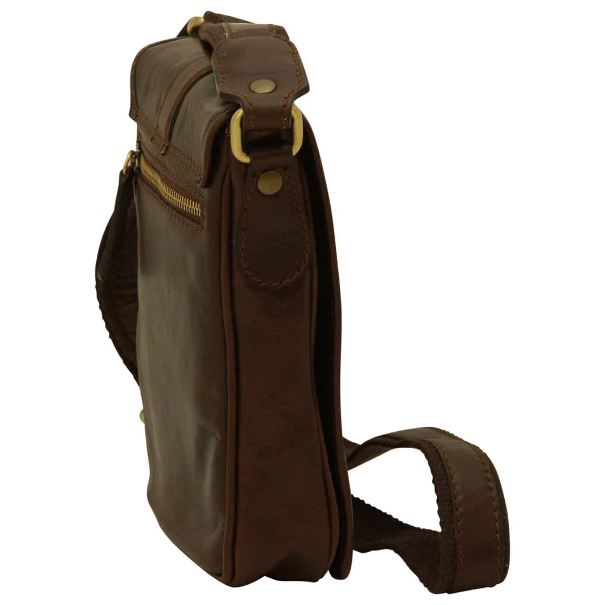 Leather Shoulder Bag Mens in Dark Brown Leather-1