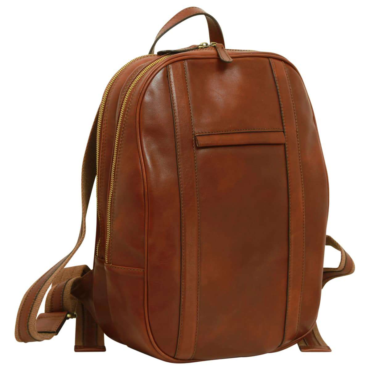 Soft Calfskin Leather Laptop Backpack - Mahogany Brown-0