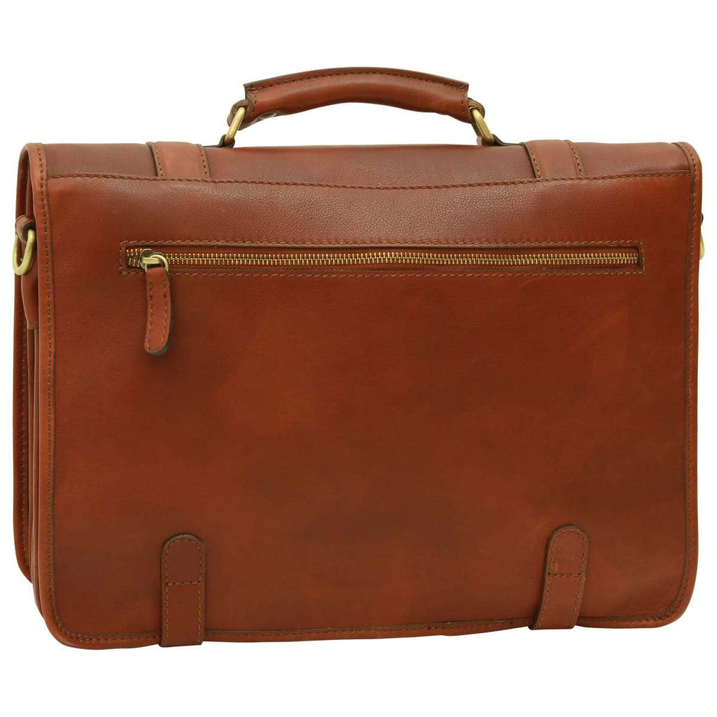 Calfskin Nappa leather briefcase - Mahogany Brown-1