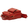 Leather Shoulder Bag with front pocket - Red-1