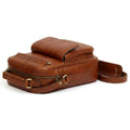 Leather Shoulder Bag with front pocket - Teak-1