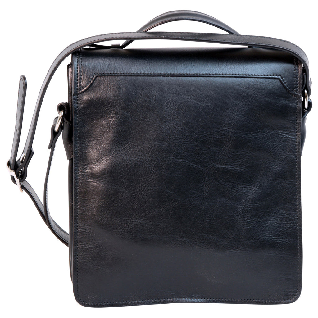 Leather Cross Body Satchel Bag - Black-1