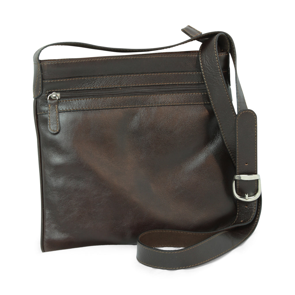 Leather cross body bag - dark brown-0