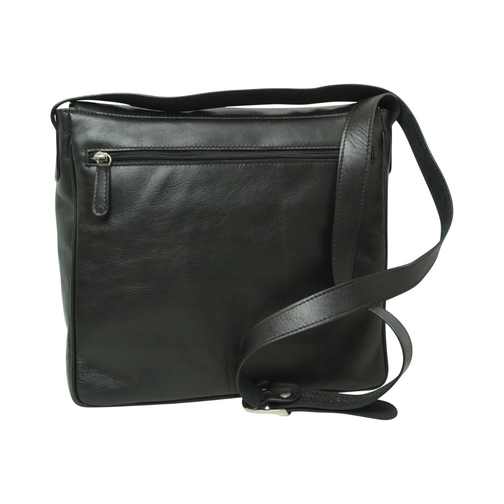 Full grain leather messenger - black-1
