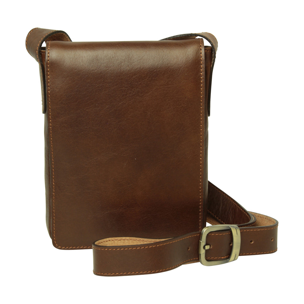 Cowhide leather cross body bag- Chestnut-0