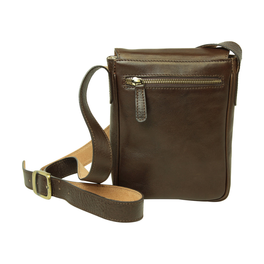 Cowhide leather cross body bag- Dark Brown-1