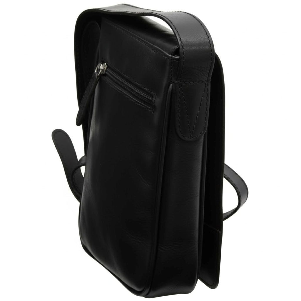 Cowhide leather cross body bag- Black-1