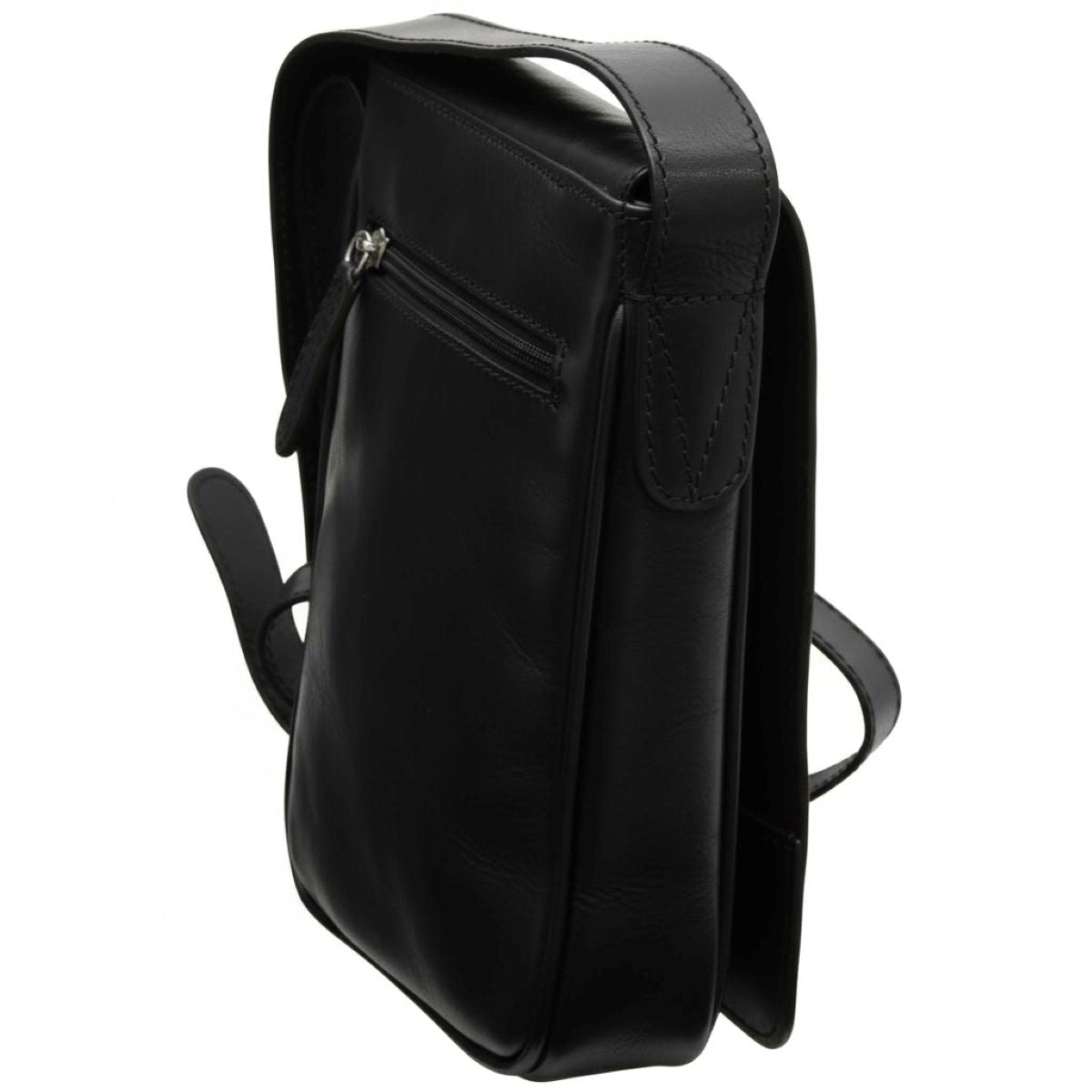 Cowhide leather cross body bag- Black-1