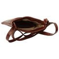 Leather Cross Body Bag with zip pocket - Brown-1