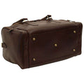 Arno. Round Metal Zip Leather Travel Bag - Dark Brown-1