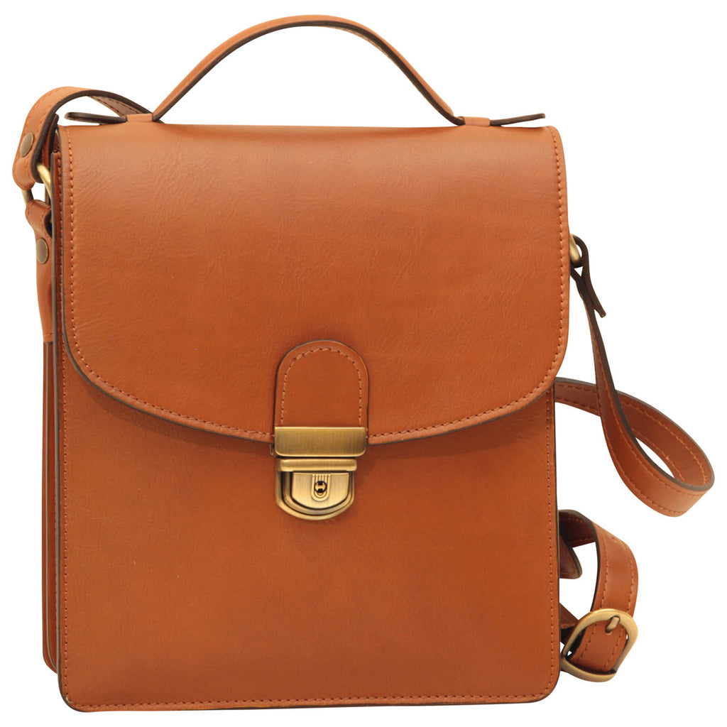 Men’s Leather Briefcase Shoulder Bag in Full-Grain Leather -  Brown Colonial-0
