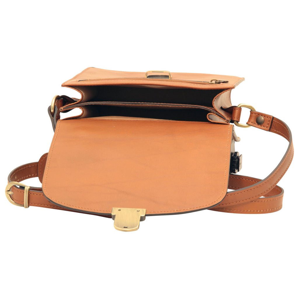 Men’s Leather Briefcase Shoulder Bag in Full-Grain Leather -  Brown Colonial-1