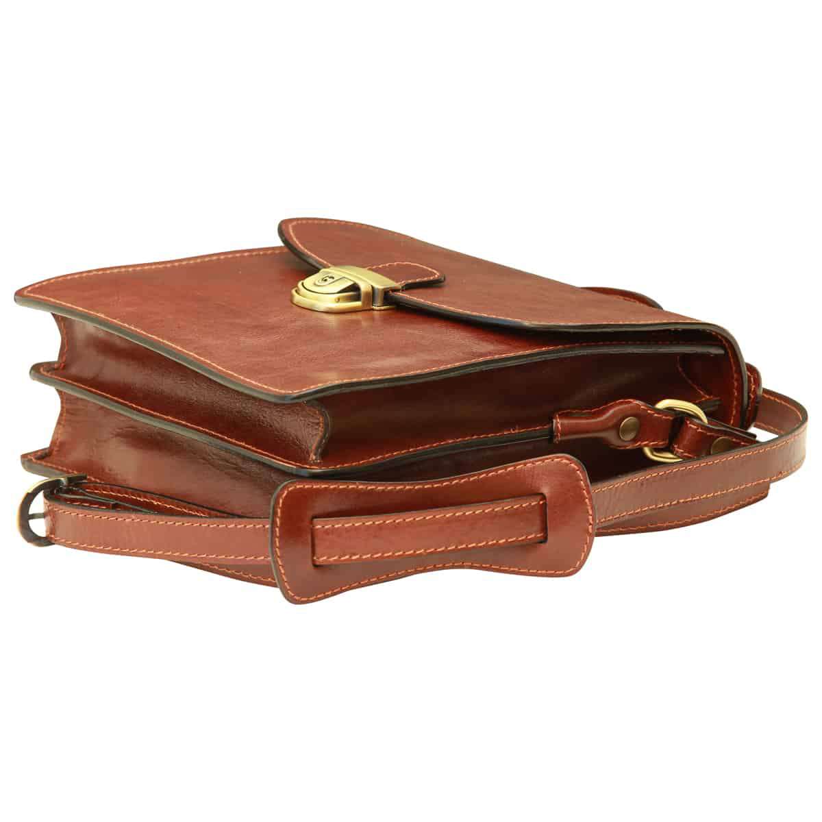 Men’s Leather Briefcase Shoulder Bag in Full-Grain Leather - Brown-1
