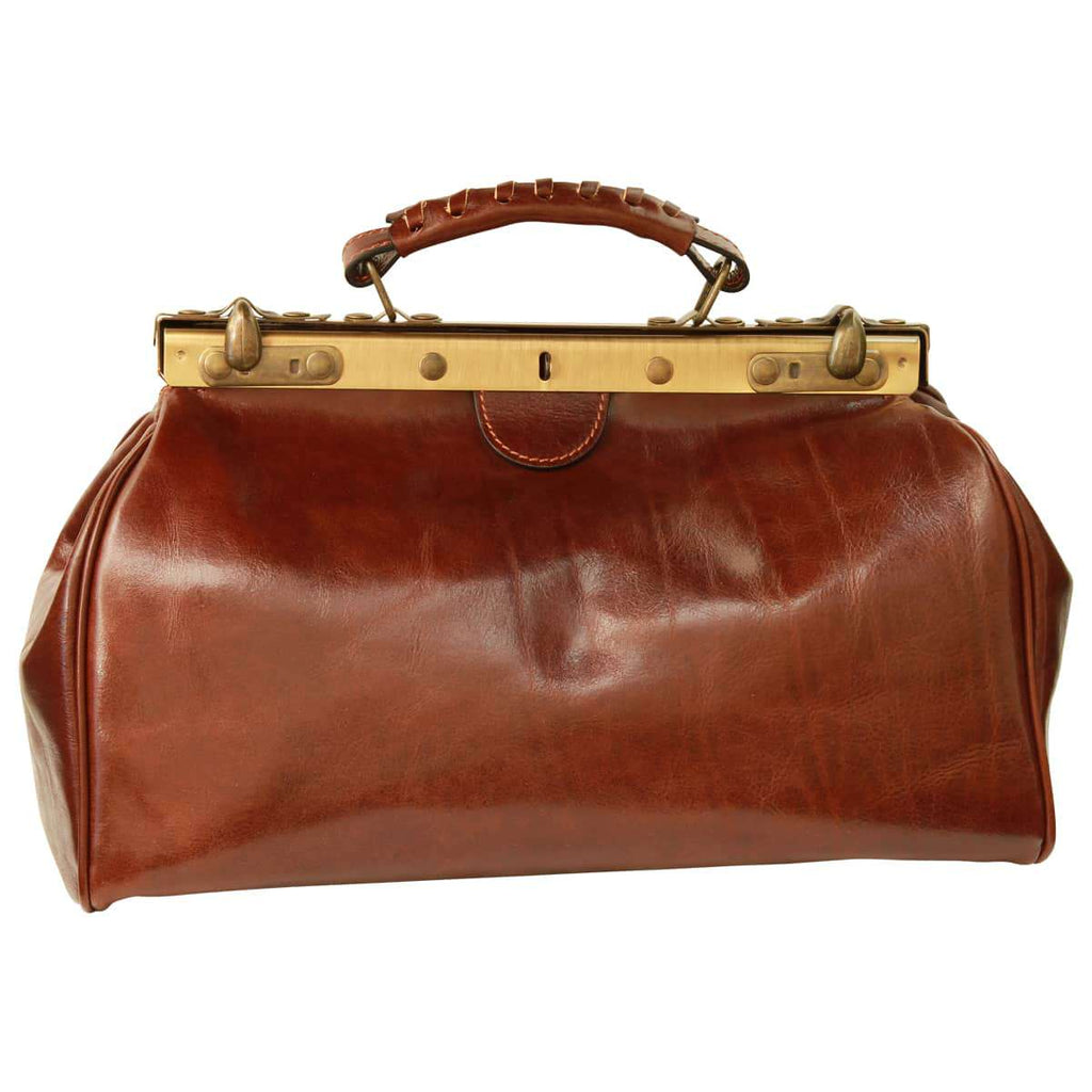 Leather Zipper Bag - Brown-0