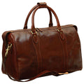 Men's Italian Full Grain Leather Travel Bags with Trolley Zip - Brown-1