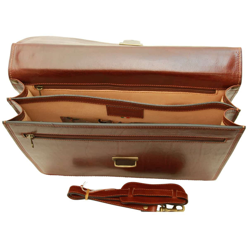 Vachetta Leather Briefcase - Brown-1