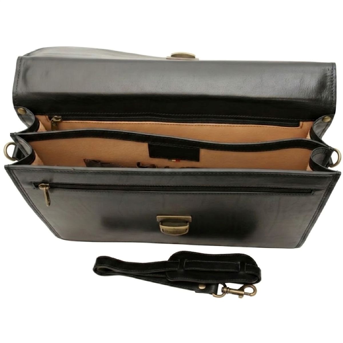 Vachetta Leather Briefcase - Black-1