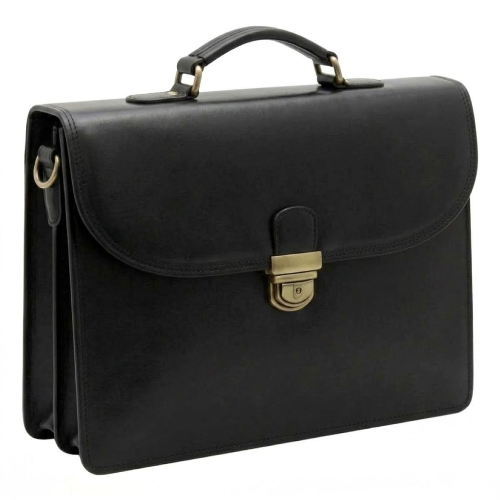 Vachetta Leather Briefcase - Black-0