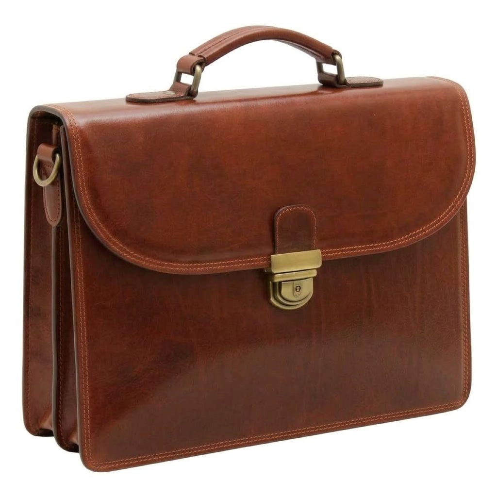 Vachetta Leather Briefcase - Brown-0