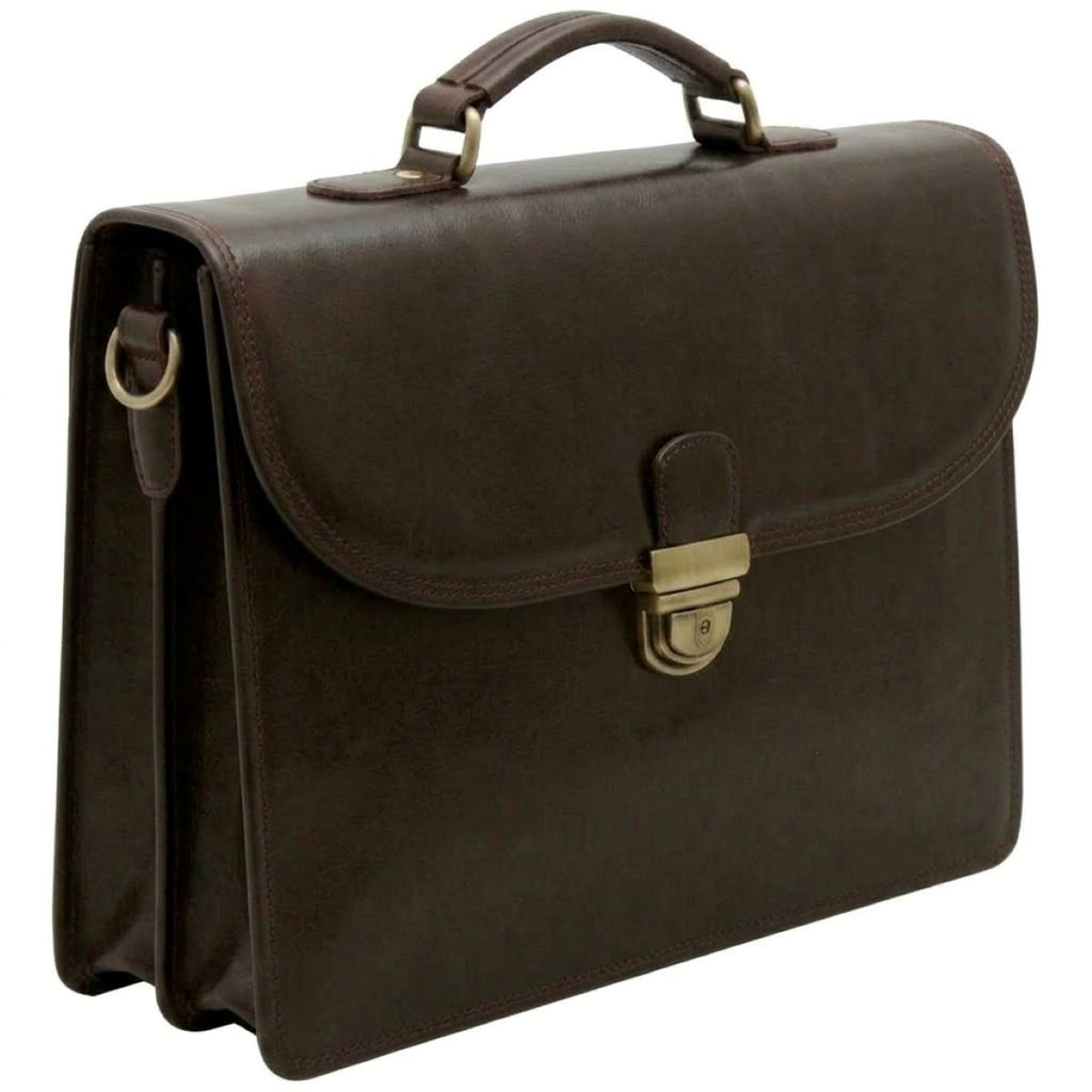 Vachetta Leather Briefcase - Dark Brown-0