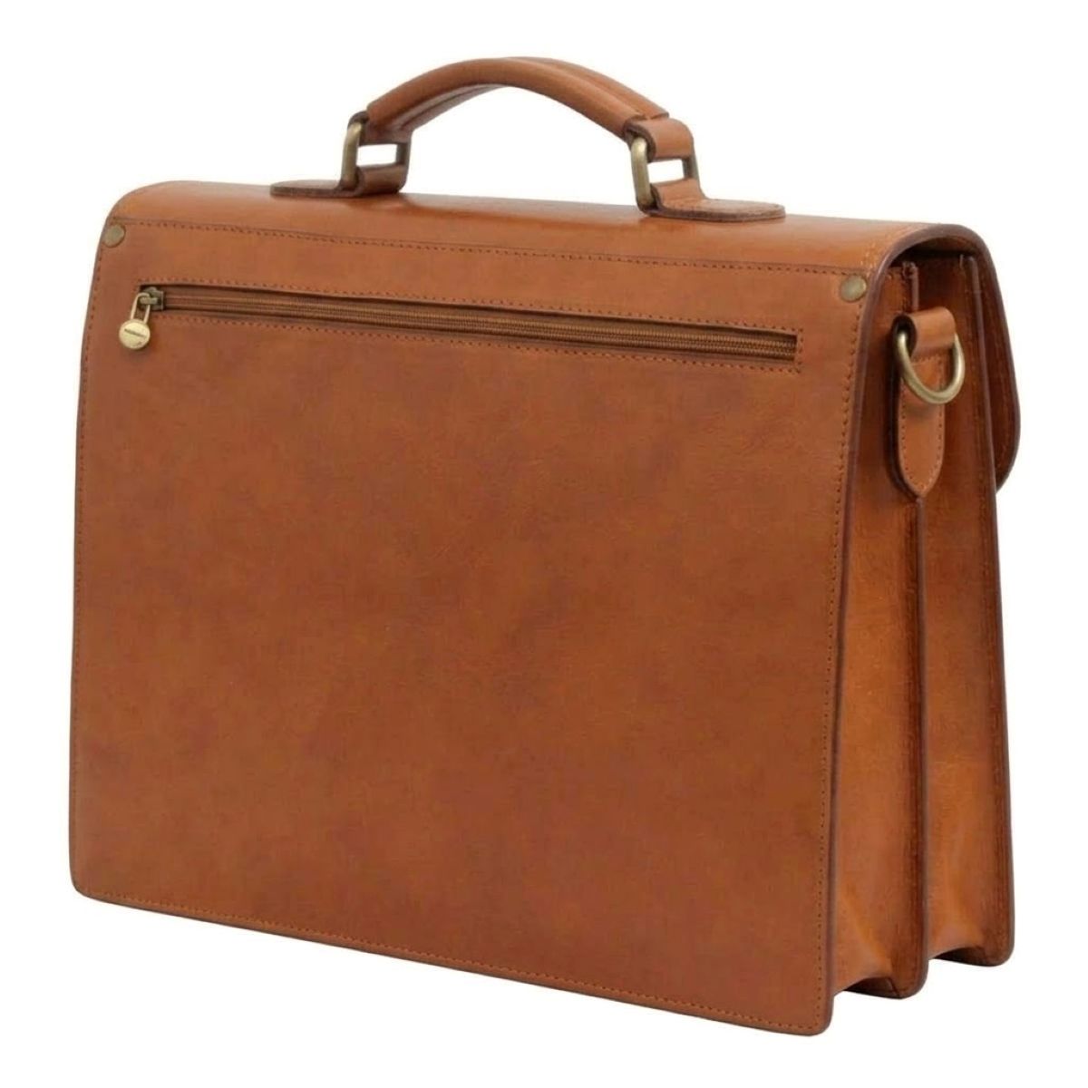 Leather Shoulder Bag for Men in Full-Grain Leather. Brown Colonial-1
