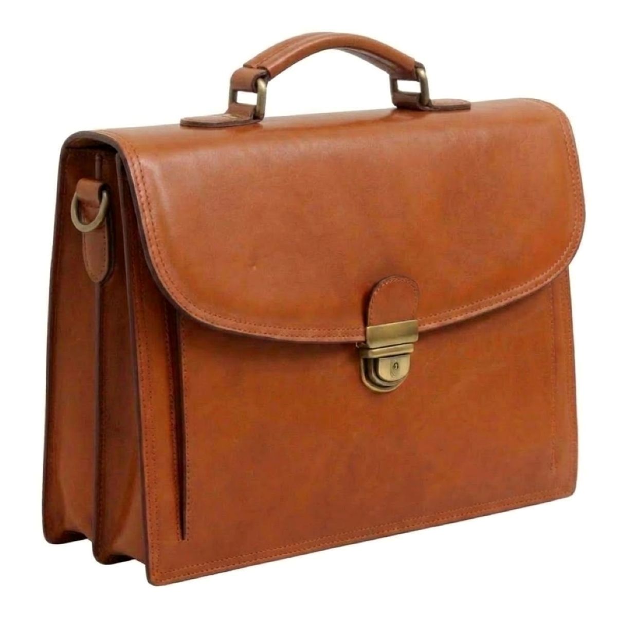 Leather Shoulder Bag for Men in Full-Grain Leather. Brown Colonial-0