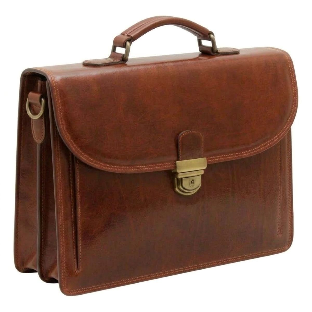 Leather Shoulder Bag for Men in Full-Grain Leather. Brown-0