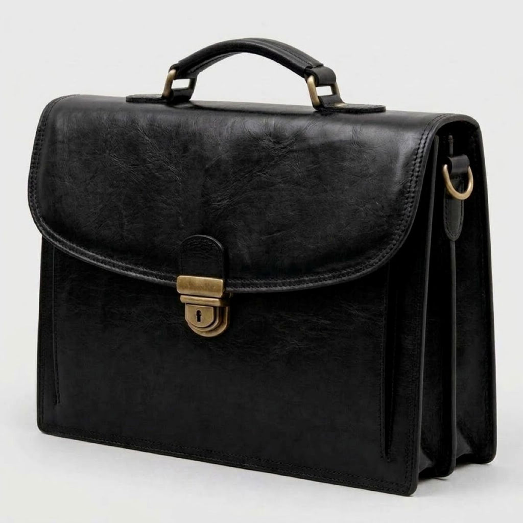 Leather Shoulder Bag for Men in Full-Grain Leather. Black-0