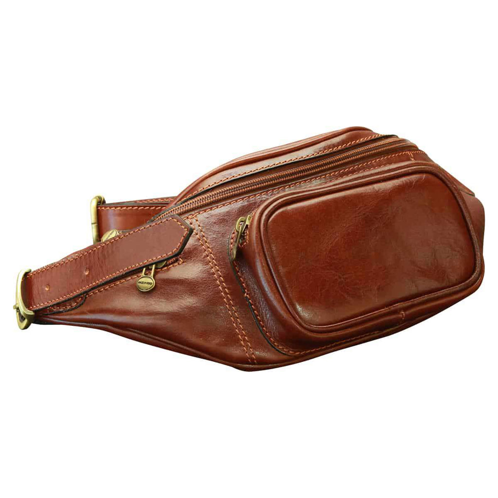 Handmade Leather Belt Bag in Italian Leather - Brown-0