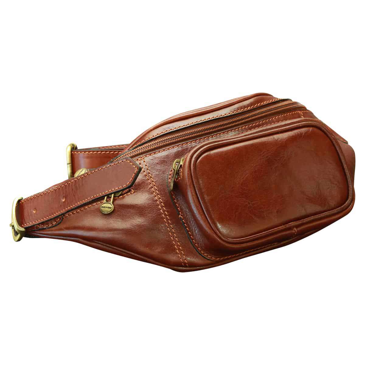 Handmade Leather Belt Bag in Italian Leather - Brown-0
