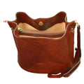 Cowhide leather shoulder bag - Brown-1