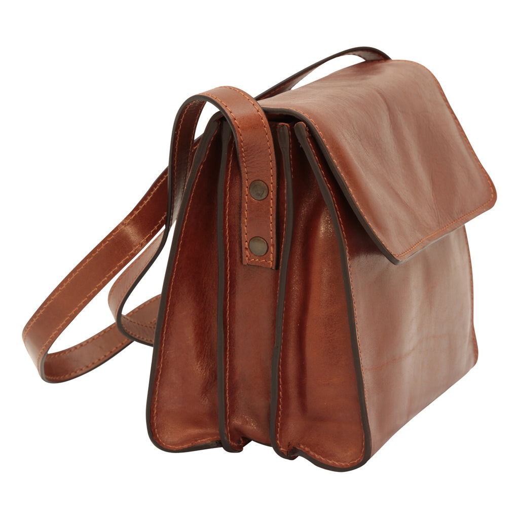 Full grain calfskin shoulder bag-Brown-1