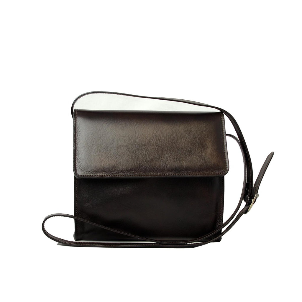 Calfskin shoulder bag-Dark brown-0